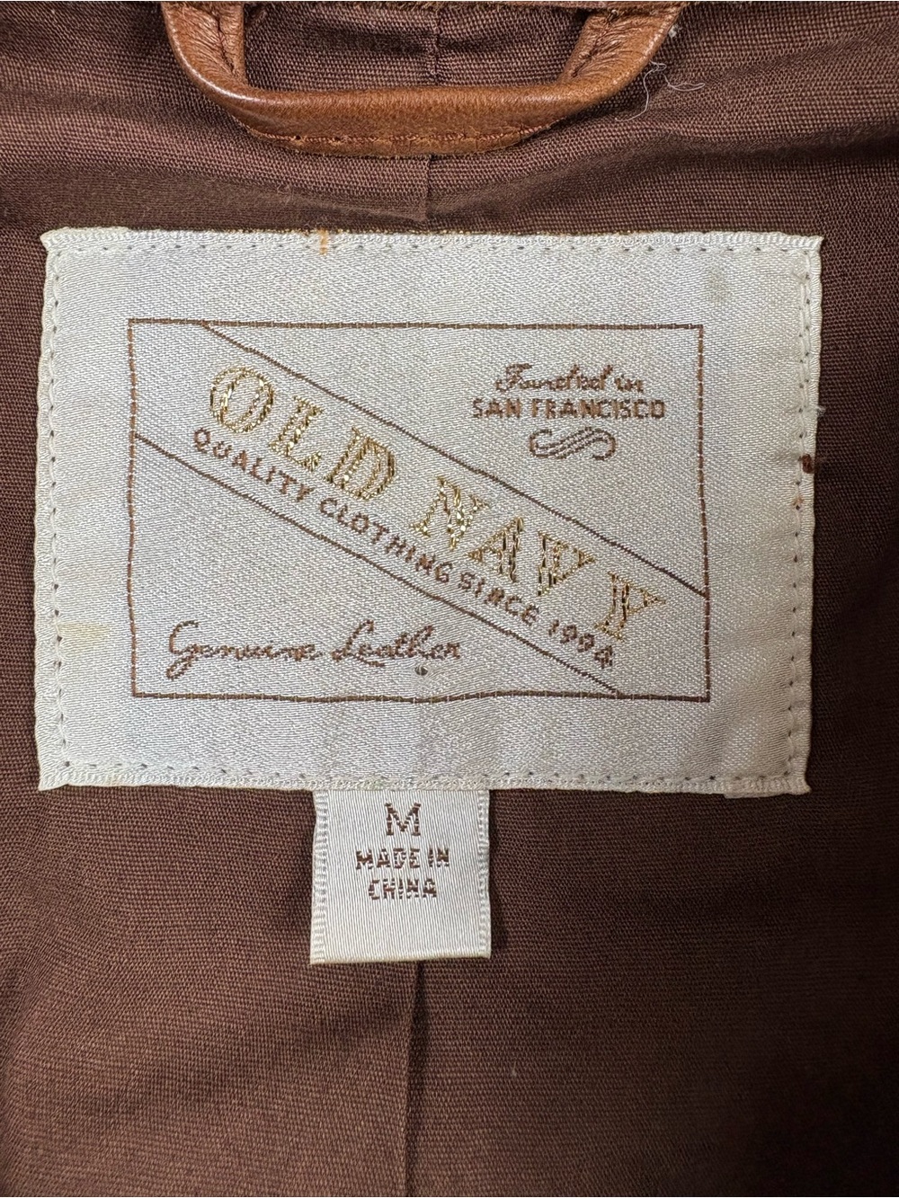 Vintage old navy Brown Leather Zip Front Jacket - Picture 4 of 8